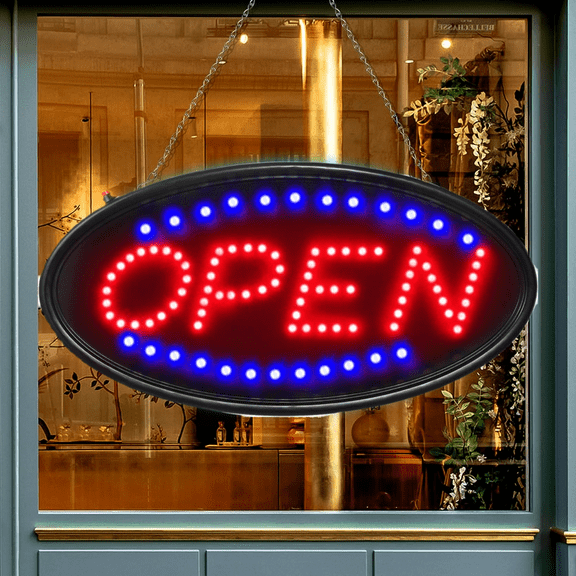 KEBE LED Open Sign, 19''x10" Bright Sign Flashing Light for Business Walls Window Shop Bar Hotel, Two Modes, 1.45lbs