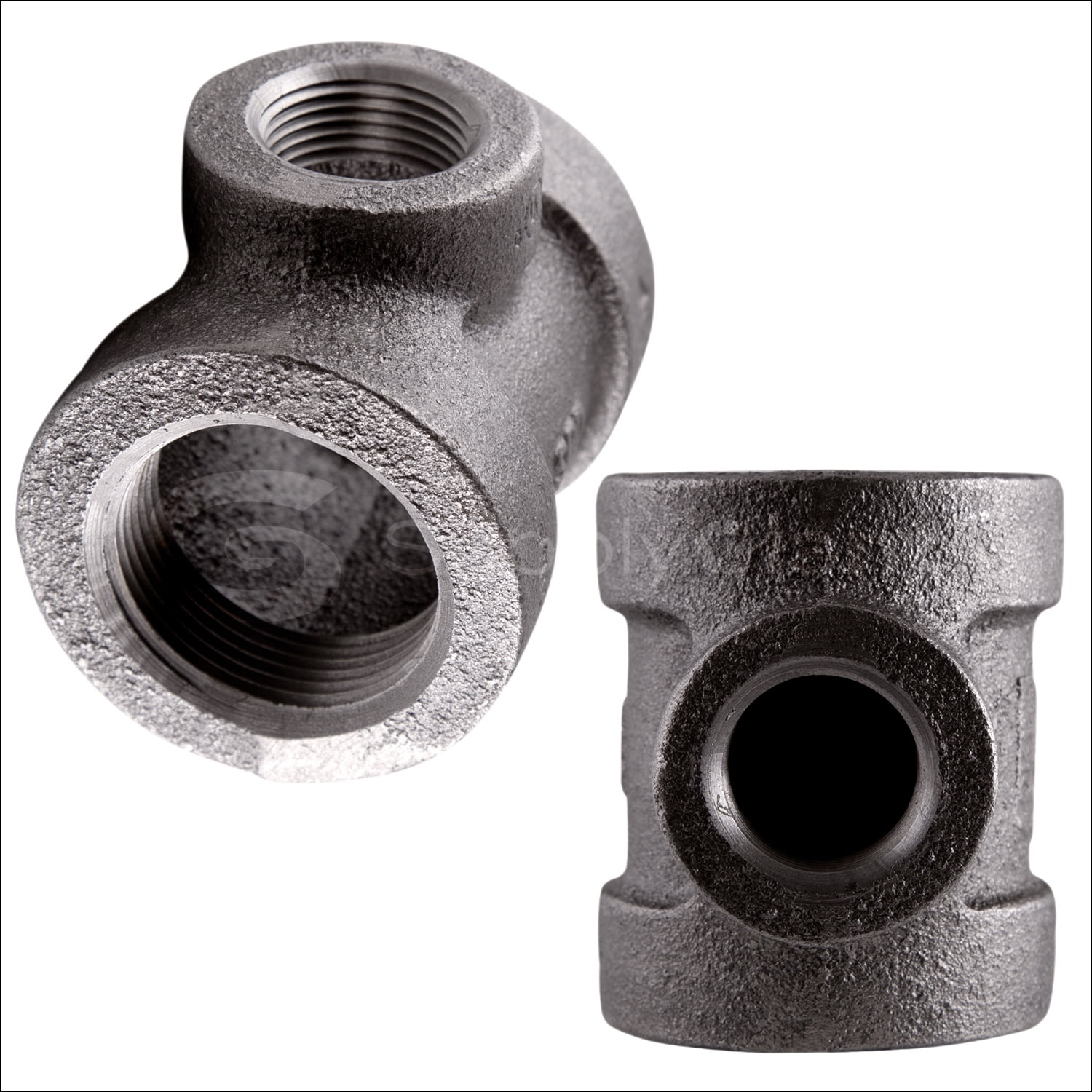 Supply Giant 1" x 1" x 1/2" BLack Pipe Fitting Reducing Tee Cast Iron