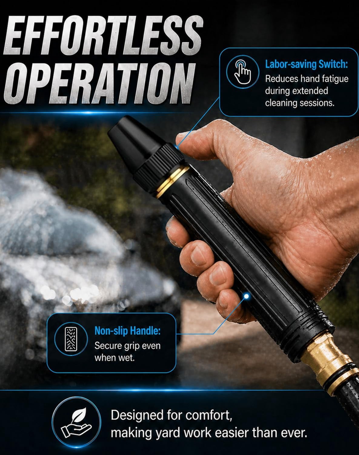 Heavy Duty Adjustable Twist Hose Nozzle Jet Sweeper Nozzle - 2026 Adjustable Metal Nozzle Garden Hose Sprinkler, Powerful High-Pressure Water Gun for Car Cleaning Driveway Cleaning
