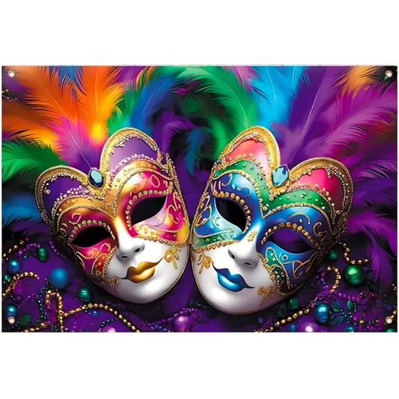 Mardi Gras Photography Backdrop Colorful Masquerade Backdrop Carnival Photo Booths Props for Birthday Dancing Parties