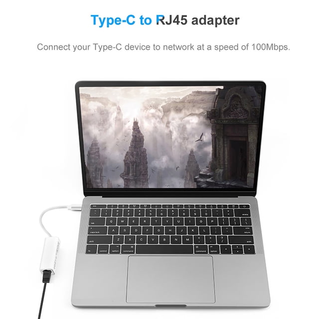 Wide Compatibility Anti-Interference USB C To Ethernet Adapter, RJ45 Lan Converter Adapter, For Os Systems Laptop Window Xp/7/8