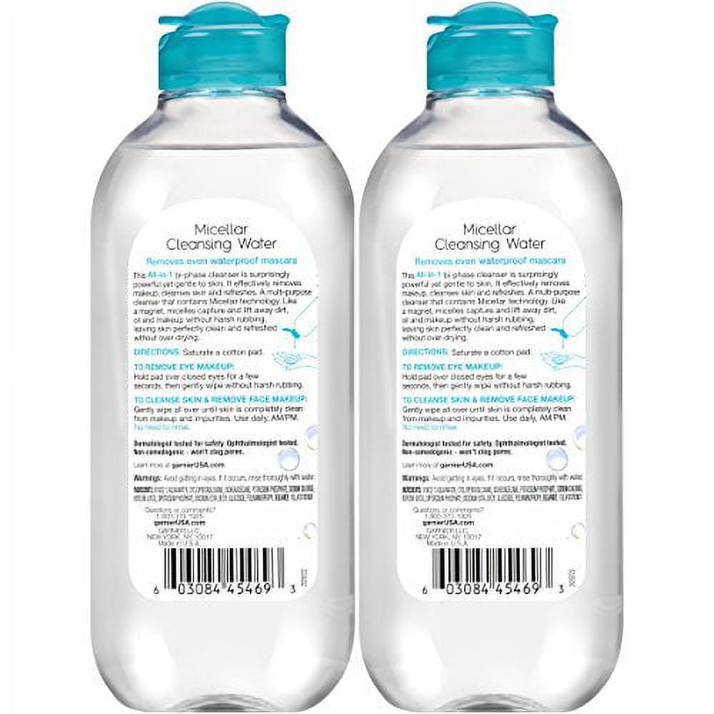 Garnier SkinActive Micellar Water For Waterproof Makeup, Facial Cleanser & Makeup Remover, 13.5 fl. oz, 2 count (Packaging May Vary)
