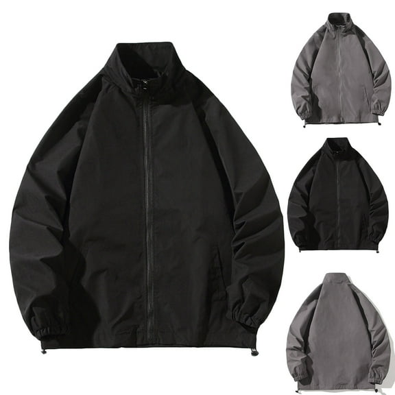HBGVBA Men's Windbreaker Jackets High Collar Wind Outerwear Business Casual Middle Aged Daily Outdoor Office Matching