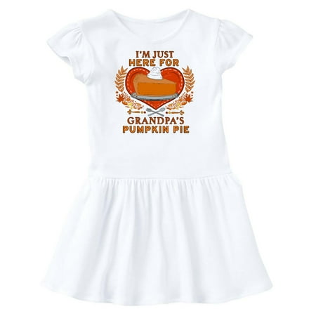 

Inktastic I m Just Here for Grandpa s Pumpkin Pie with Heart Gift Toddler Girl Dress