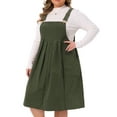 thumbnail image 2 of DARING DIVA Women's Plus Corduroy Pinafore Dress Pleated Skirt 1X Army Green, 2 of 7