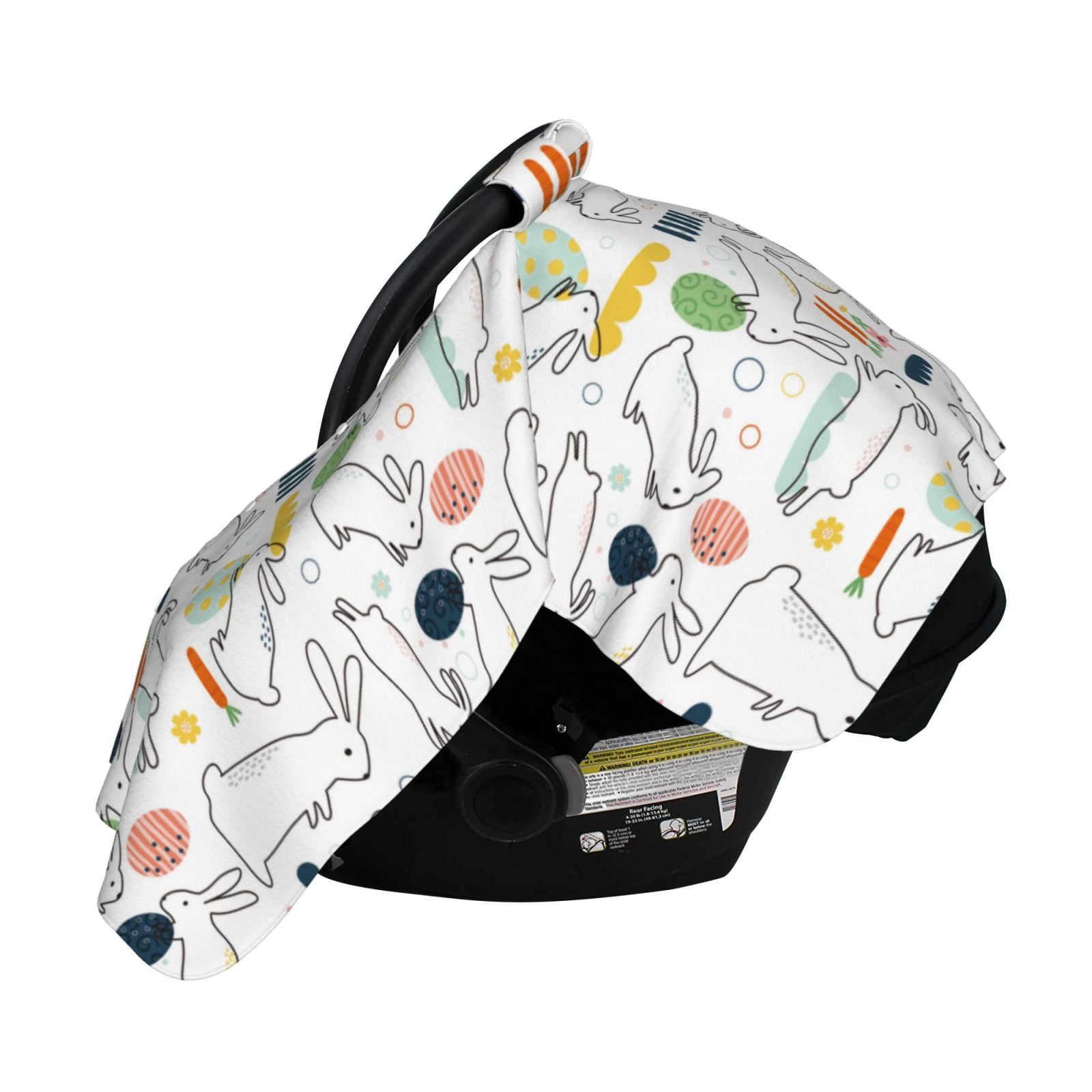 Naloa Easter Rabbit Baby Car Seat Cover, Breathable Baby Carrier Cover, Multiuse Baby Carrier Cover & Nursing Breastfeeding Cover