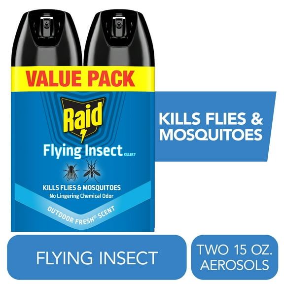 Raid Flying Insect Killer Bug Spray 7, Get Rid of Flies & Other Bugs Indoors & Out, 15 oz, 2 Count