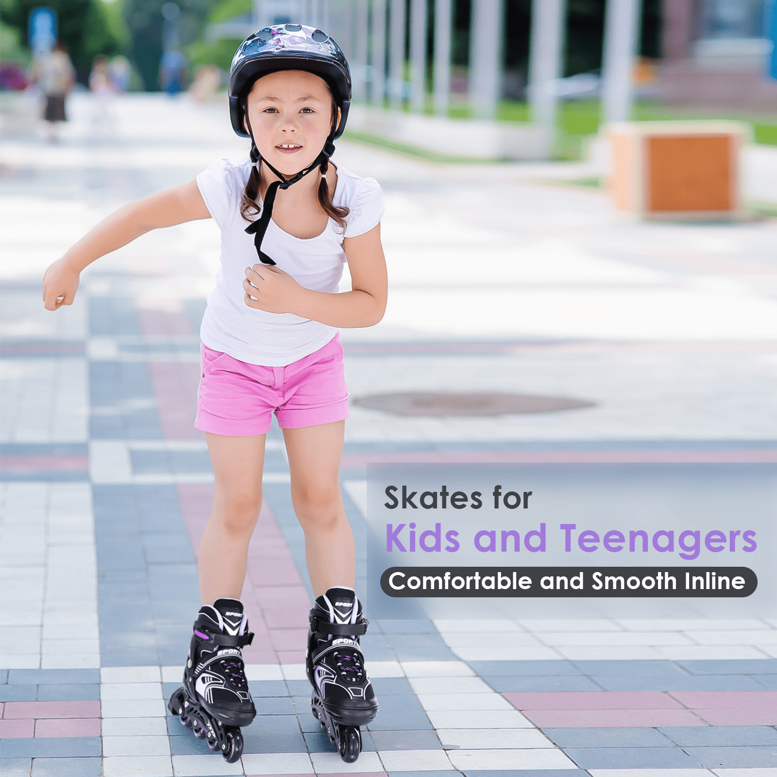 Adjustable Roller Skates with Light-Up Wheels for Girls Boys Toddler Gift, Outdoor Inline Skates for Beginner M