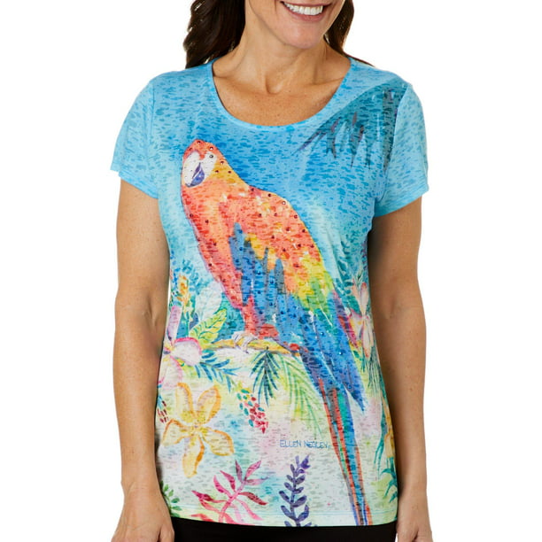 Art & Sol by Ellen - Ellen Negley Womens Parrot Burnout Short Sleeve ...