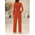 thumbnail image 3 of PRETTYGARDEN Womens Jumpsuit Dressy Casual Spring Fall Fashion One Piece Outfits Long Sleeve Mock Neck Wide Leg Pants Rompers, 3 of 8