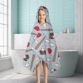thumbnail image 6 of Blue Baseball Gear Pattern Hooded Bath Towel，50"x30" for Ages 3 To 12 Kids, Quick Dry Lightweight Soft Microfiber Hood Beach Towel Cover Up for Kids, 6 of 7