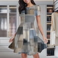 thumbnail image 2 of Abstract Neutral Color Blocks Women's Classic Swing Skater Dress Casual Work Party Cocktail Dresses, 2 of 6