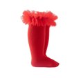 thumbnail image 2 of ITFABS Girl Solid Color Tube Socks, Anti-slip Warm Calf Sock with Mesh Ruffle, 2 of 8
