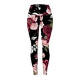 thumbnail image 4 of Goindgs Women's Stretch Legging Pants Casual Floral Printed High Waist Lift Sports Yoga Compression Legging Red M, 4 of 4