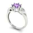 thumbnail image 2 of 1.72 ctw 3 Stone Anniversary Ring for Women | Round Cut Simulated Alexandrite | Hyperallergenic Solid 18K White Gold, 2 of 5