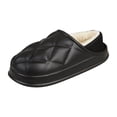 thumbnail image 2 of Willtoo Waterproof Leather Warm Slippers - Non-Slip Indoor Outdoor Comfy Soft Slippers for Women Men Black 8.5-9.5 Women/8-9 Men, 2 of 3