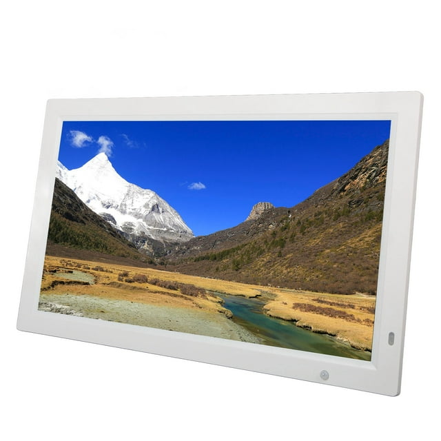 Electronic Picture Frame, Remote Control 16:9 IPS Display Digital Photo Frame HD 21.5inch White 100-240V For Photo Dispaly For Alarm Clock US Plug