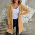 thumbnail image 2 of Womens Cardigan Sweaters Long Sleeve Solid Color Hooded Knit Cardigan Outerwear Loose Fit Open Front Cozy Casual Lightweight Womens Sweaters, 2 of 5