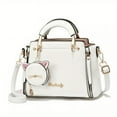 thumbnail image 5 of Letter Decor Hand Satchel Bag, Stylish Shoulder Zipper Bag With Mini Coin Purse, Crossbody Bag For Work, 5 of 5