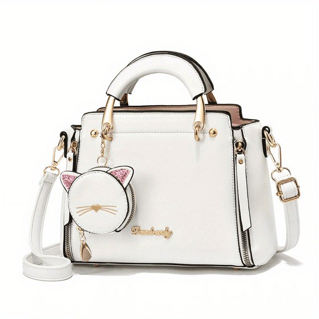 Letter Decor Hand Satchel Bag, Stylish Shoulder Zipper Bag With Mini Coin Purse, Crossbody Bag For Work