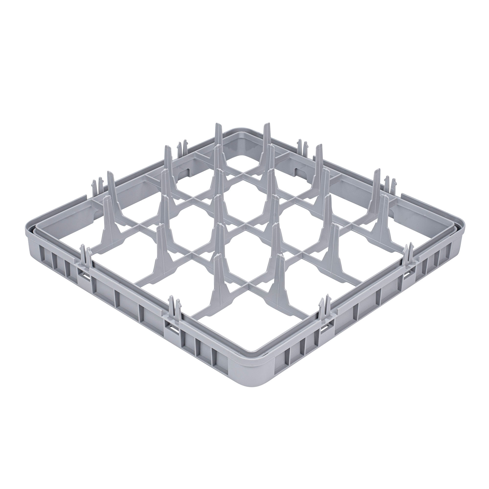 Restaurantware Clean Tek Professional Full Drop Glass Rack Extender, 1 Count 16 Compartments Heavy Duty Polypropylene Rack Dishwasher Extender Gray For Restaurants, Cafeterias & Industrial kitchens