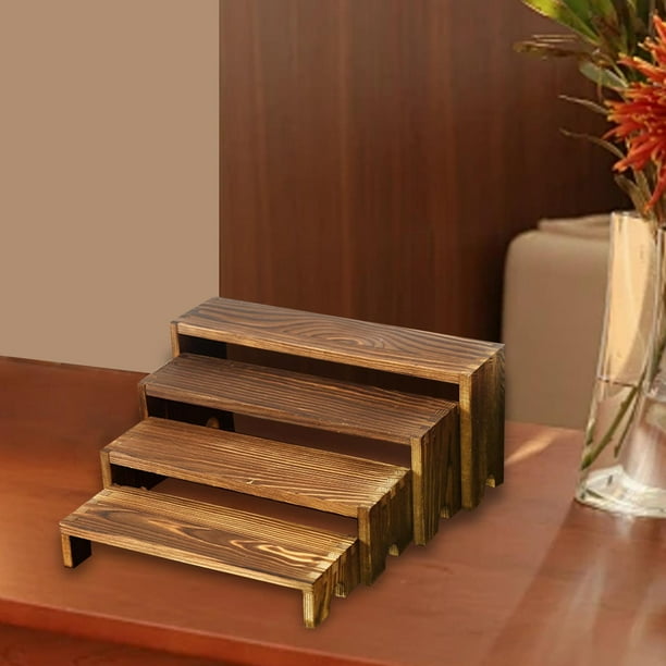 4 soportes de exhibición de madera rústicos, rectangulares y decorativos, para artículos coleccionables, para eventos de vendedores y hogares.