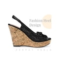 thumbnail image 3 of BLISSFUL STEP Platform Heels Lace Bow Slingback Wedge Sandals for Women Black 9, 3 of 6