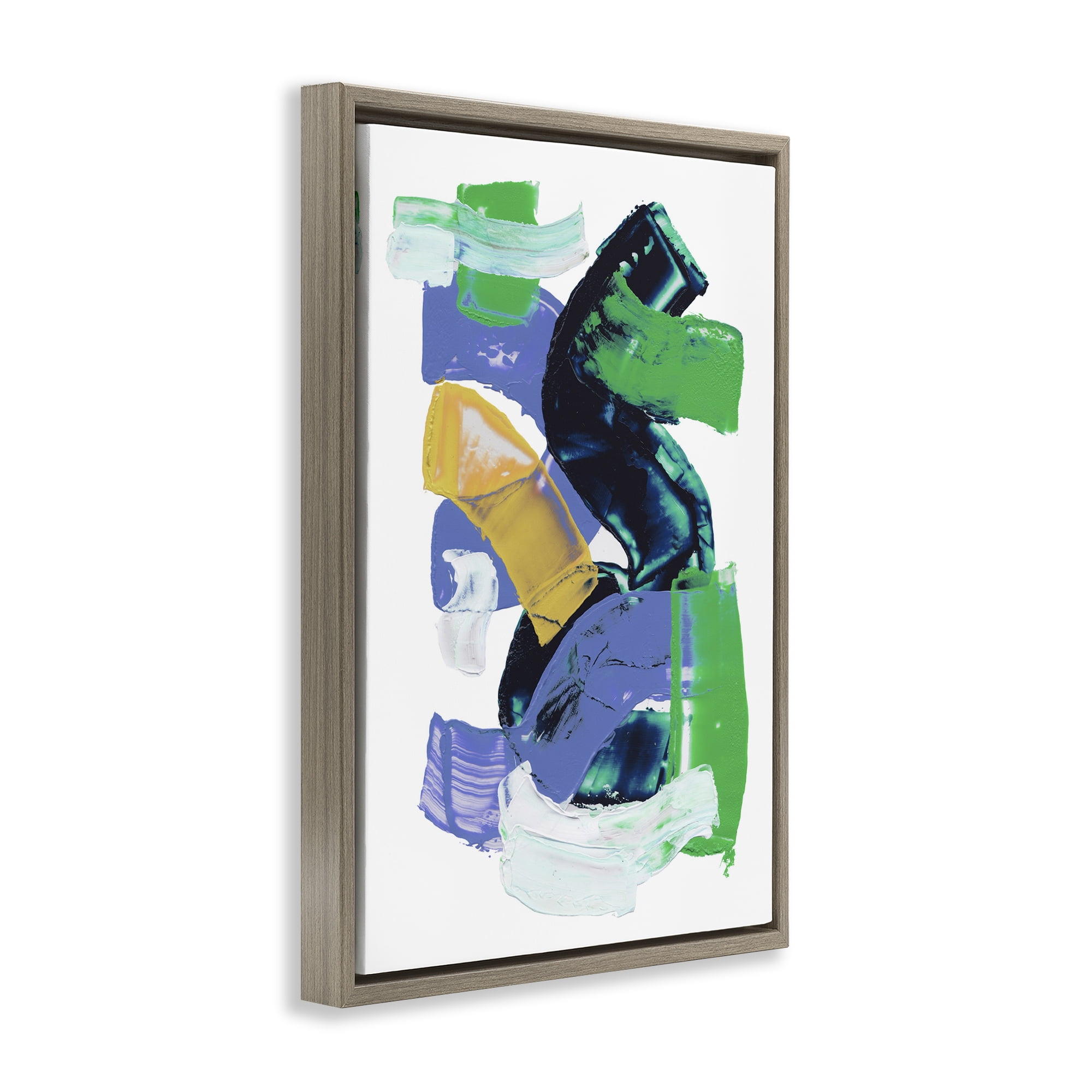 Stupell Industries Expressive Bold Brush Strokes Abstract Painting Brown Floater Framed Canvas Art Print Wall Art, 21 x 31