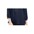 thumbnail image 3 of JM Collection Women's Rivet Front Pleated Back Top Blue Size Petite Small, 3 of 3
