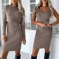thumbnail image 3 of Womens Two Piece Outfits Skirt Suit Women's Spring Fashion Set Striped Long Sleeve Tops Suspended Skirt Set 2 Piece Skirt Sets for Women Brown m, 3 of 9