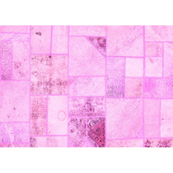 Ahgly Company Indoor Rectangle Patchwork Pink Transitional Area Rugs, 6' x 9'