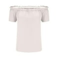 thumbnail image 5 of AherBiu Off Shoulder Tops for Women Elastic Short Sleeve Summer Casual Loose Vacation Cute Shirt Blouse, 5 of 7