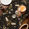 thumbnail image 3 of Brown Bee Table Runner 90 Inches, Vintage Moon Star Mushroom Floral Plants Bed Runner Dresser Scarves Tabletop for Indoor Outdoor Parties/Ceremony/Banquet, 13" x 90", 3 of 9