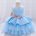 thumbnail image 6 of Fesfesfes Kids Girls Ruffled Princess Dress Infant Toddler Girls Bridesmaid Gown Tulle Birthday Party Dress On Sale, 6 of 9