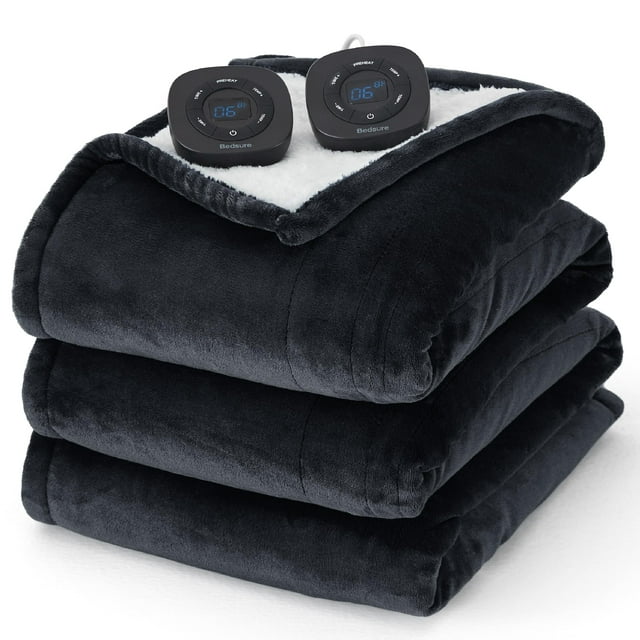 Manta eléctrica de cama tamaño queen con doble control negra