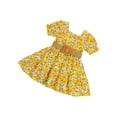 thumbnail image 3 of Fortune Robe pour Fillette 1-6 Ans Jaune à Fleurs Imprimées Longueur Genou Robe Trapèze, 3 of 6