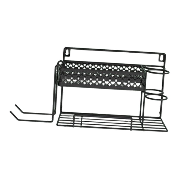 Organizador de herramientas para el cabello, soporte para secador de pelo, organizador de secador de pelo 3 en 1 para plancha, rizador y alisador Negro
