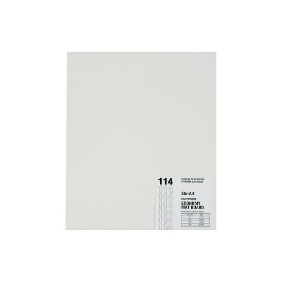 Stu-Art Economy Mat Board, 11 x 14 Inches, Pebble White, Pack of 50