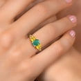 thumbnail image 4 of Gem Stone King 18K Yellow Gold Plated Silver Green Malachite and Yellow Citrine Filigree Style 3 Stone Ring for Women (2.90 Cttw, Oval 8X6MM and 6X4MM, Size 7) (Size 7), 4 of 6