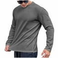thumbnail image 4 of ohmzyzo Men's Long Sleeve Shirts Crewneck Waffle Pullover Tops Casual Lightweight Undershirts Fall Solid Color T Shirt Gray XL, 4 of 4