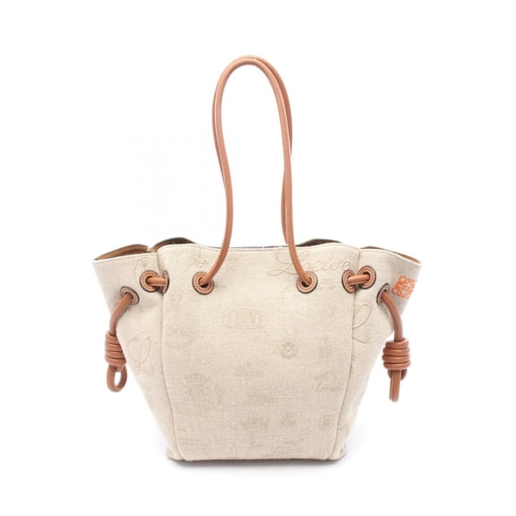 Pre-Owned LOEWE Flamenco Knot Small Tote Bag Handbag Canvas Leather Women's Beige/Brown...