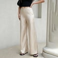 thumbnail image 5 of LEKWK Satin Wide Leg Pants for Women High Waisted Casual Palazzo Pants Loose Fit Comfy Straight Leg Trousers with Pockets Fall Fashion Business Work Outfits, 5 of 6