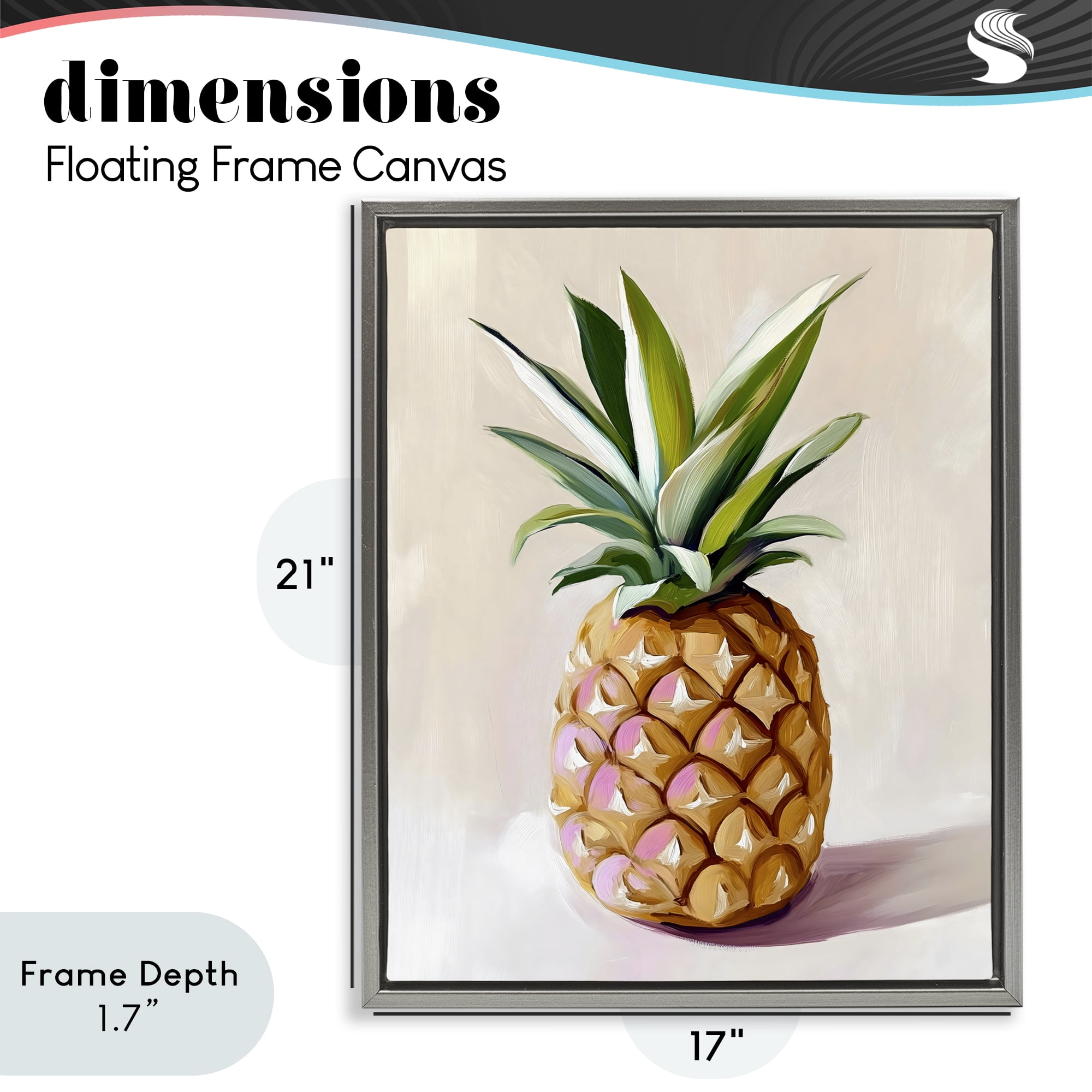 Stupell Industries Pastel Pineapple Tropical Fruit Gray Framed Floater Canvas Wall Art, design by The Prints Vibe