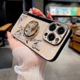 thumbnail image 4 of Case for iPhone 16 Pro Max,3D Butterfly Flower Kickstand Bling Glitter Diamond Marble Ring Stand Shockproof Women Girls Rhinestone Phone Case for iPhone 16 Pro Max,6.9 inch 2024 (DLH Gold), 4 of 12