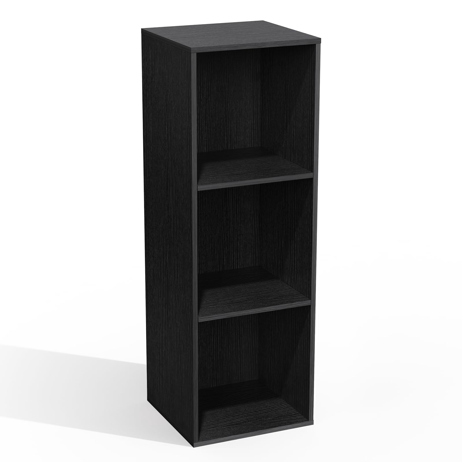 VAFHYLLIS 3 Cube Storage Organizer, 3 Tier Cube Low Bookcase Freestanding Storage Display Organizer for Home Office, Three-Cubes Open Shelf Short Bookshelf (Black, 3 Cube)