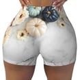 thumbnail image 2 of Lsque Pumpkin And White Marble Pattern High Waisted Biker Shorts for Women-Tummy Control Fitness Athletic Workout Running Yoga Gym Shorts,Moisture-Wicking-Small, 2 of 9
