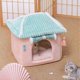 thumbnail image 3 of Cama para casa de gatos, cojín extraíble suave y cálido, cama cueva para mascotas con forma cuadrada para perros, conejos, cortina verde lima, 3 of 7