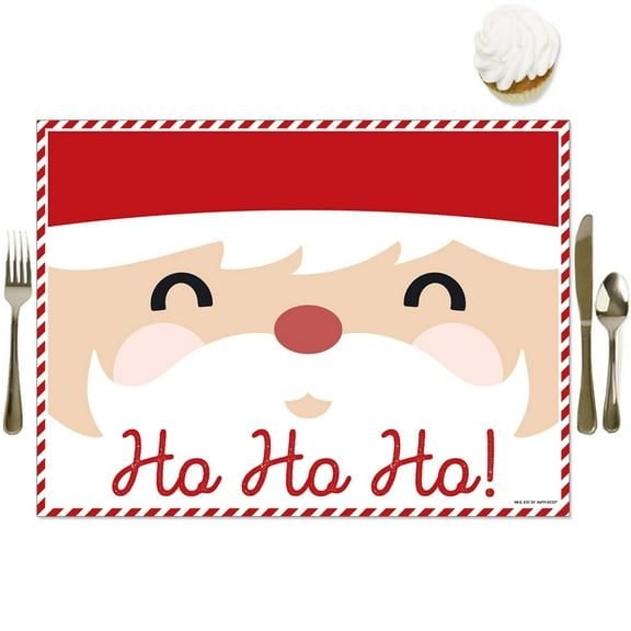 Big Dot of Happiness Jolly Santa Claus - Party Table Decorations - Christmas Party Placemats - Set of 16