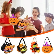 CASAFUN Halloween Bags, Cute Large Capacity Pumpkin Handbag Tote Bags with Handles, Halloween Party Favors Bags, Halloween Goody Bags for Snacks Candies