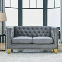 Modern Velvet Sofa with Nailhead Trim & Solid Wood Frame|W834S00051